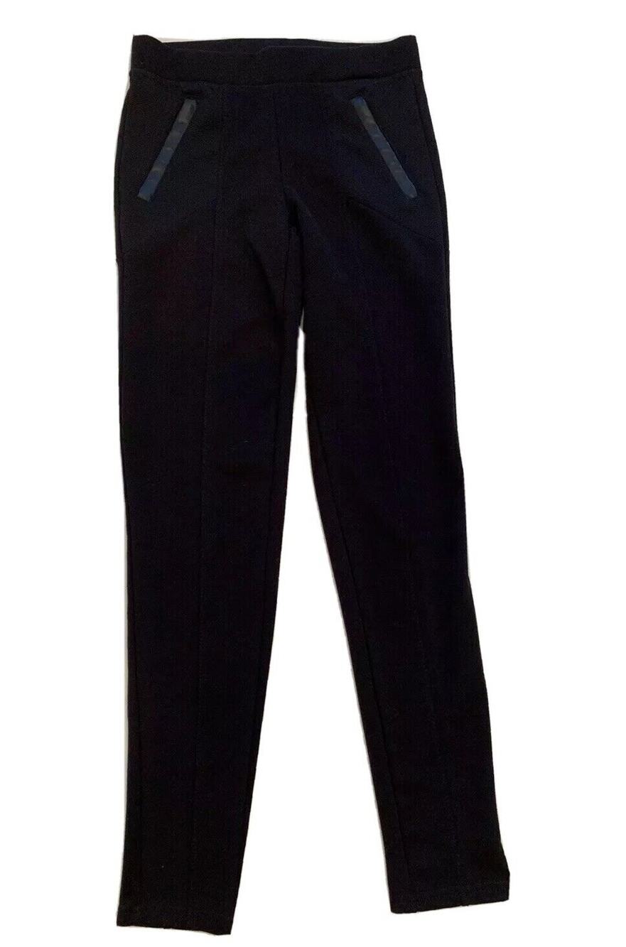 Size 6 Atmosphere Black Leggings Zipper Pockets Textured 28" Inseam Pull On Knit